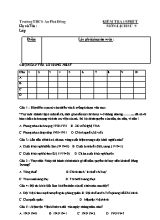 Đề kiểm tra 15 phút môn Lịch sử Khối 9